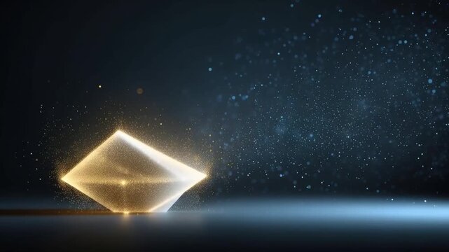 A glowing geometric shape, perhaps a diamond or crystal, emanates a warm golden light against a dark, star-speckled background. ..Created with Generative AI, not depicting real subjects.