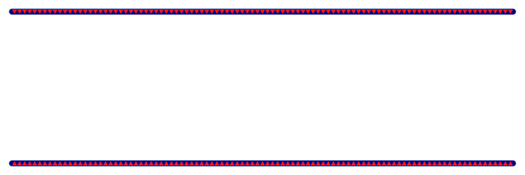 frame with a long oval dark blue color and a red triangle inside it that seems to be facing each other...as in the picture above and below