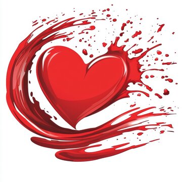 Vibrant Red Heart with Dynamic Splash Illustration