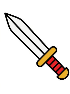 Cartoon Sword Illustration Isolated on White Background - Medieval Weapon Vector Art for Gaming and Design Projects