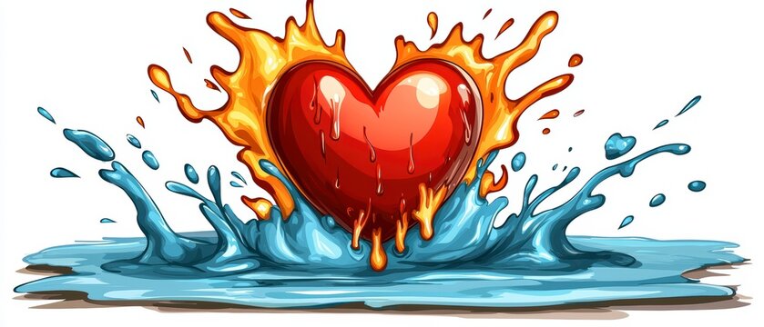 Dynamic Heart Splash Illustration - Love, Passion & Emotion Concept