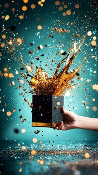 Festive Golden Glitter Explosion from Gift Box Unboxing | Celebration Surprise