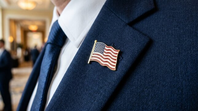 American Flag Lapel Pin Macro Close-up