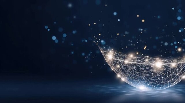 Abstract globe network with glowing lights and connecting lines, representing technology, data, and global connectivity. ..Created with Generative AI, not depicting real subjects.