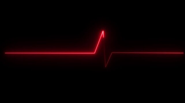 Red ekg heartbeat monitor line loop, medical pulse rhythm animation on black background