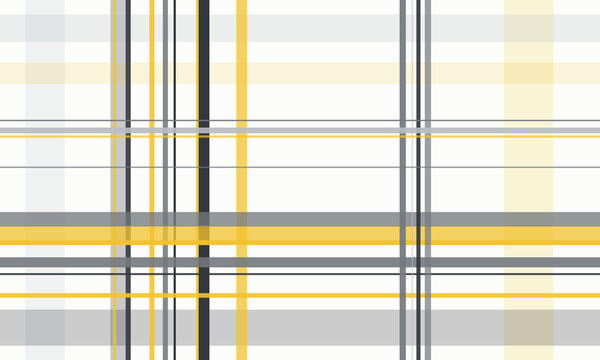 Abstract geometric plaid pattern with yellow gray and black lines on white background for design