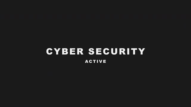 Cyber Security Active Warning Text with Digital Glitch Effect Animation
