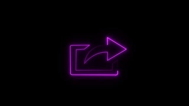 Neon purple share animation, glowing digital export symbol for ui ux and social media
