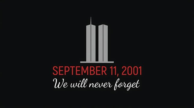 9/11 Patriot Day minimalist memorial graphic with twin towers and September 11, 2001 text