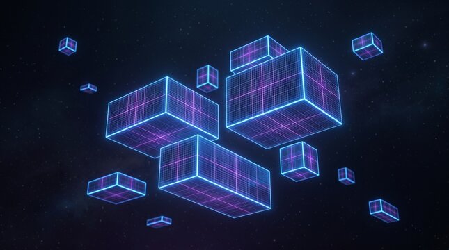 Neon cubes in space