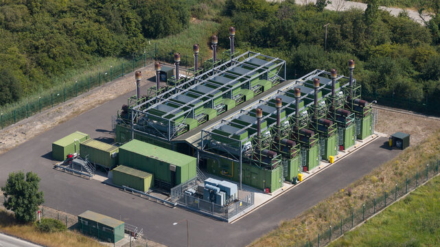 Aerial view of industrial power generation facility
