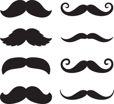 vintage mustaches silhouette icons set vector illustration