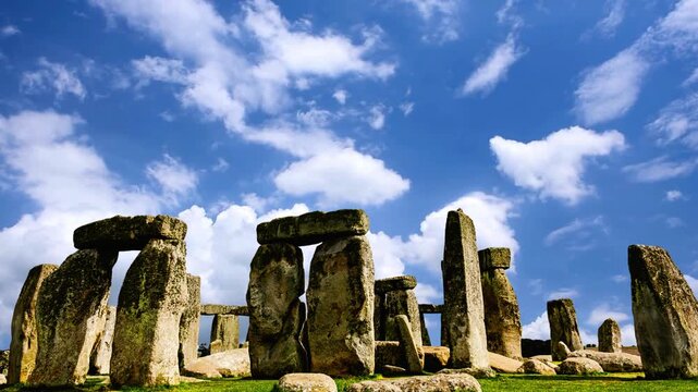 Stunning view of  Stonehenge Prehistoric Megalithic Monument Wiltshire England UK.  Ancient stone circle at Stonehenge in Wiltshire, England, United Kingdom. UNHCR world heritage site. History remains