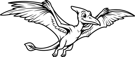 Cute Pterodactyl Cartoon Flying Isolated © cokroa
