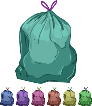 bin trash bag cartoon. bin trash bag sign colorful illustration