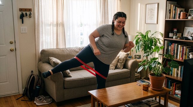 Young Woman Building Strength With Resistance Band