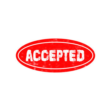 Red grunge accepted rubber stamp icon with vintage worn texture for business document and office approval
