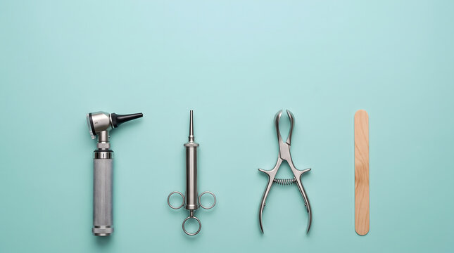 Essential ENT medical instruments for ear nose and throat examinations.