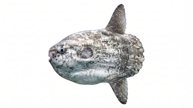 Large ocean sunfish swimming alone in deep blue water