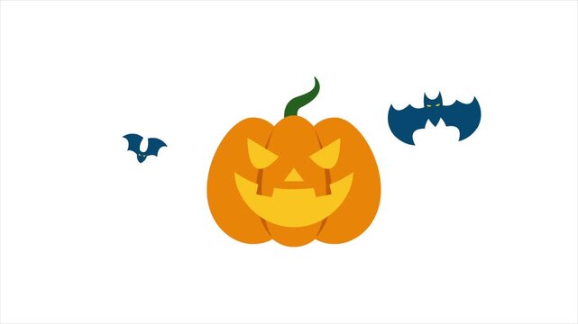 Grinning Pumpkin And Bats