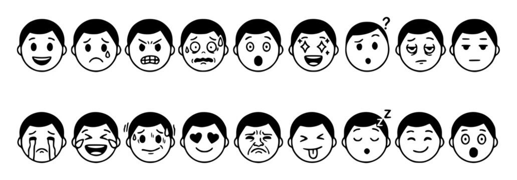 Flat vector illustration of a series of 18 identical carto set with simple line art design featuring line art, illustrations, graphic resources with vector and design elements
