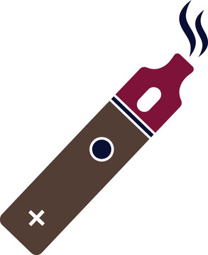 Vape device illustration with smoke and buttons electronic cigarette nicotine delivery