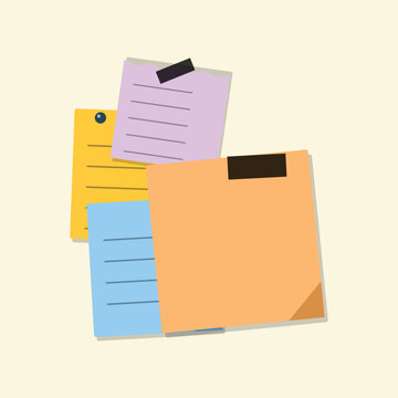 Colorful sticky notes and folder on desk