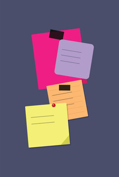 Colorful sticky notes with pins floating