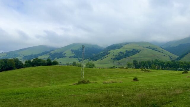 Cinematic Green Hills Mountain Landscape Video Footage