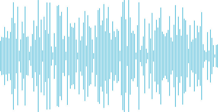 Blue sound wave vector isolated on transparent background. Abstract music waveform, audio frequency, equalizer pattern for podcast, music, social media. Transparent EPS version.