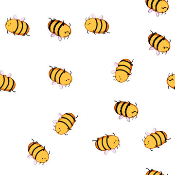 pattern mascot bee character cartoon. logo bug, sweet insect, fly honeycomb mascot bee character sign vector