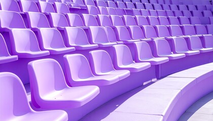 Fototapeta premium Curved Tiers of Soft Purple Stadium Seating in an Outdoor Arena