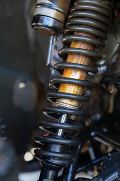 Motorcycle suspension coil spring and shock absorber detail