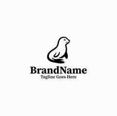 Fototapeta premium Ocean Seal Vector Logo — Black Image Marine Animal Mascot Graphic Isolated on White Background