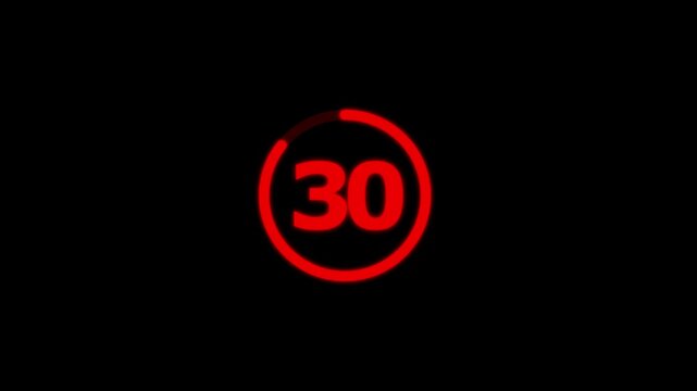 Countdown timer from 35 to 0 seconds real time. Modern flat design of countdown animation isolated on transparent background with alpha channel 35 Seconds Digital Countdown Timer Animation