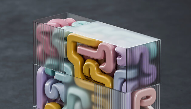 3D Pastel Organic Block Translucent Glass