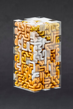 3D Golden Data Tower Transparent Structure