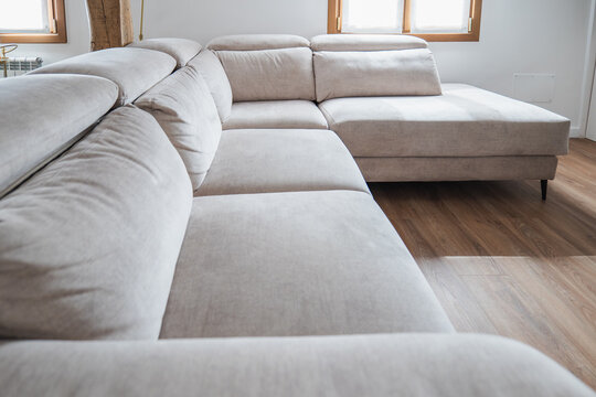 Modern apartment living room with sectional sofa interior