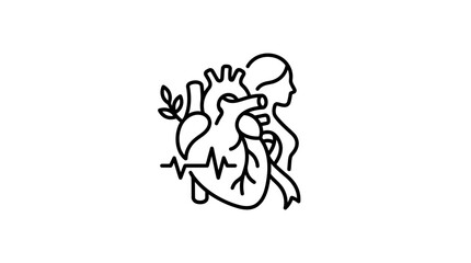 Obraz premium Heart Health Woman Concept Line Art Isolated
