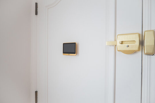 Smart door lock and digital control in modern apartment