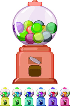 gumball bubblegum machine cartoon. gumball bubblegum machine sign colorful illustration