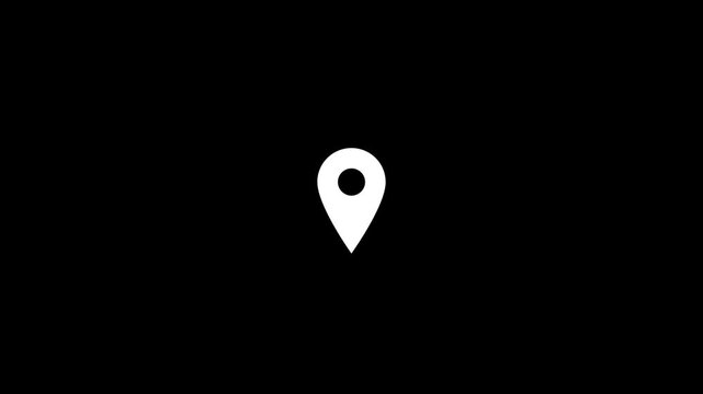 White location pin icons on a black background