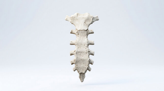 Anatomical model of human sternum breastbone isolated on light background showing manubrium body and xiphoid process