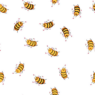 pattern honey bee character cartoon. happy animal, bumble mascot, logo bug honey bee character sign vector