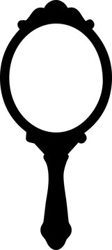 Decorative hand mirror with ornate oval frame for antique vanity and vintage decor style.