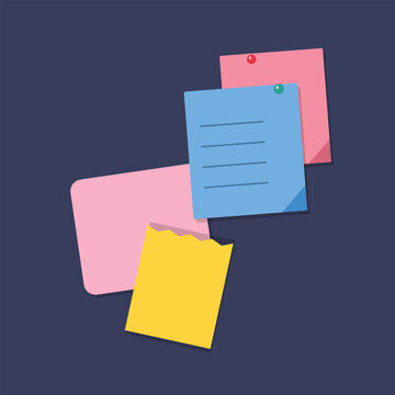 Colorful sticky notes floating on dark background