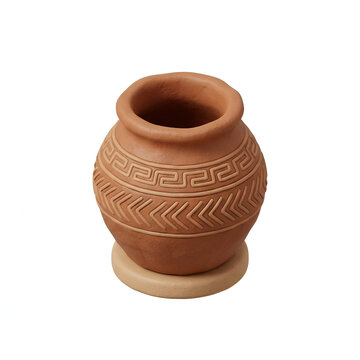 3D clay illustration of an ancient earthenware pot centered