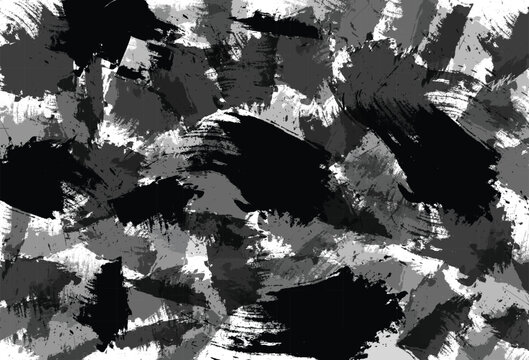 Monochromatic abstract brush stroke background in black and gray tones for design.