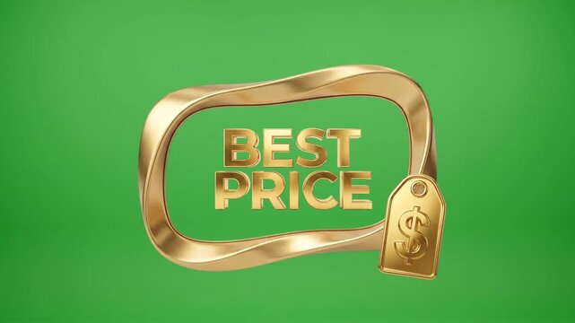 Best Price Gold 3D Text With Dollar Tag On Green Background For Sale Promotion And Discount