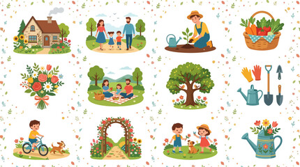 Naklejka premium Springtime garden activities and family fun outdoors